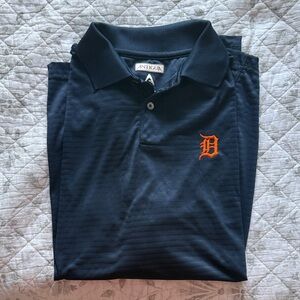 Antigua Detroit Tigers Navy Polo with Orange D Logo L
